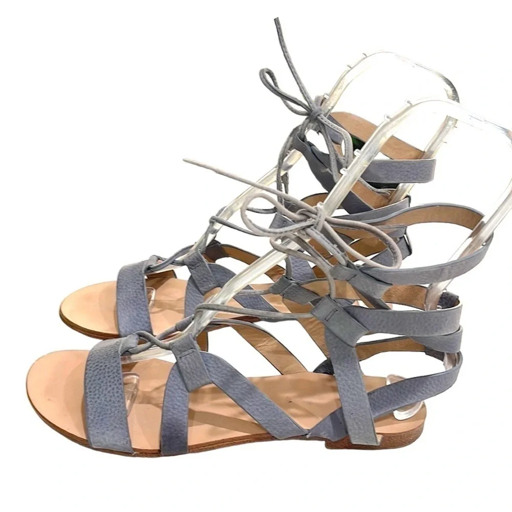 Splendid Lace Up Caged Gladiator Sandals Grey SZ 8